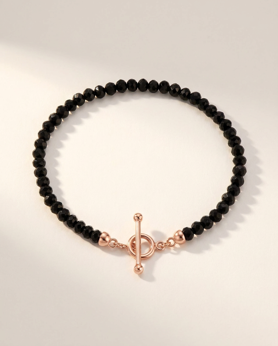 Perles Bracelet · Black Obsidian · 18k Rose Gold Vermeil