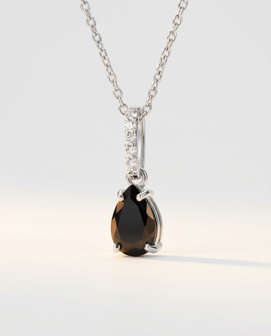 Ondine Fine Birthstone Necklace · December · Black Onyx · 925 Sterling Silver