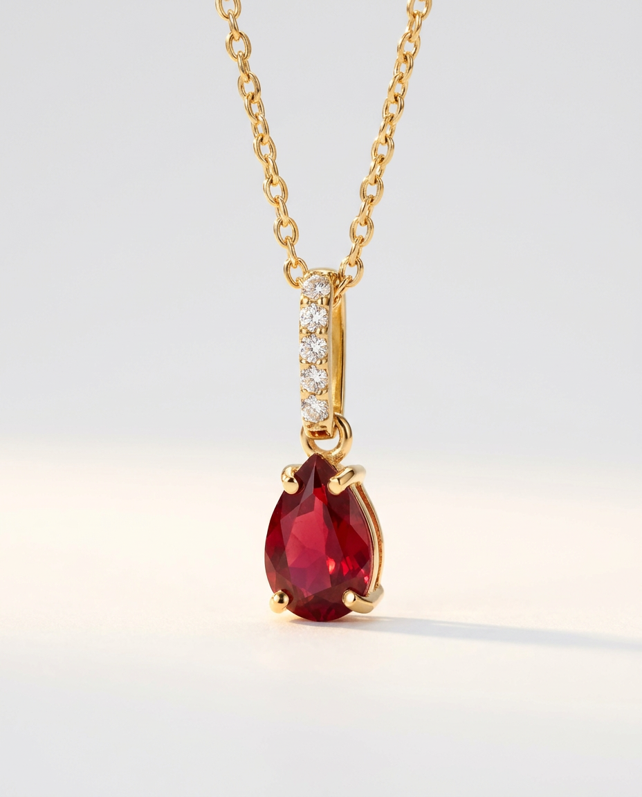 Ondine Fine Birthstone Necklace · July · Ruby · 18k Gold Vermeil