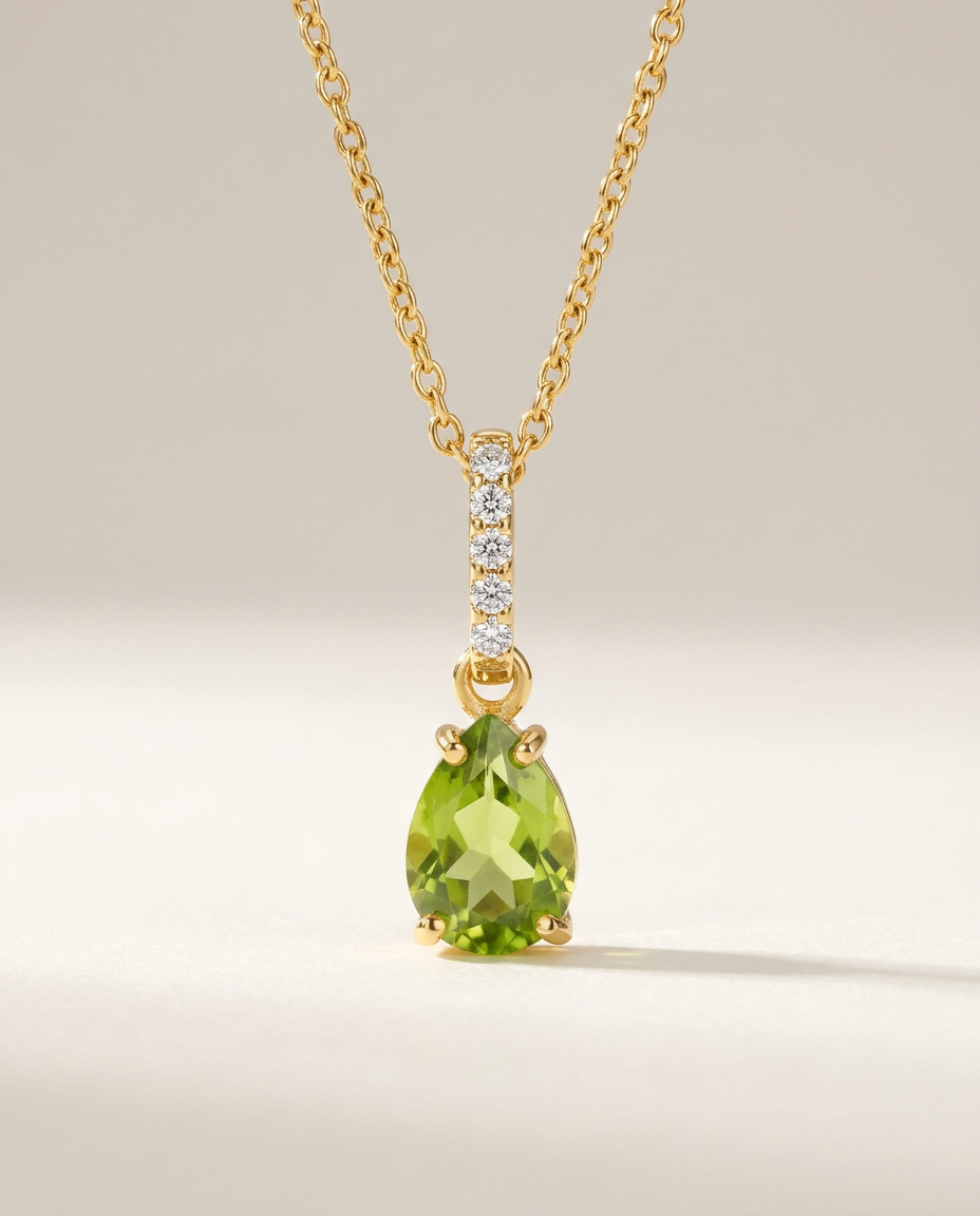 Ondine Fine Birthstone Necklace · August · Peridot · 18k Gold Vermeil
