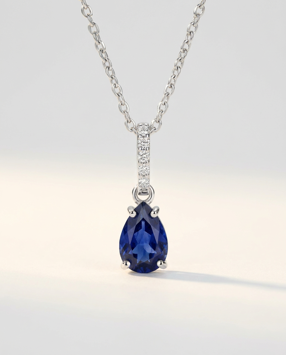 Ondine Fine Birthstone Necklace · September · Blue Sapphire · 925 Sterling Silver