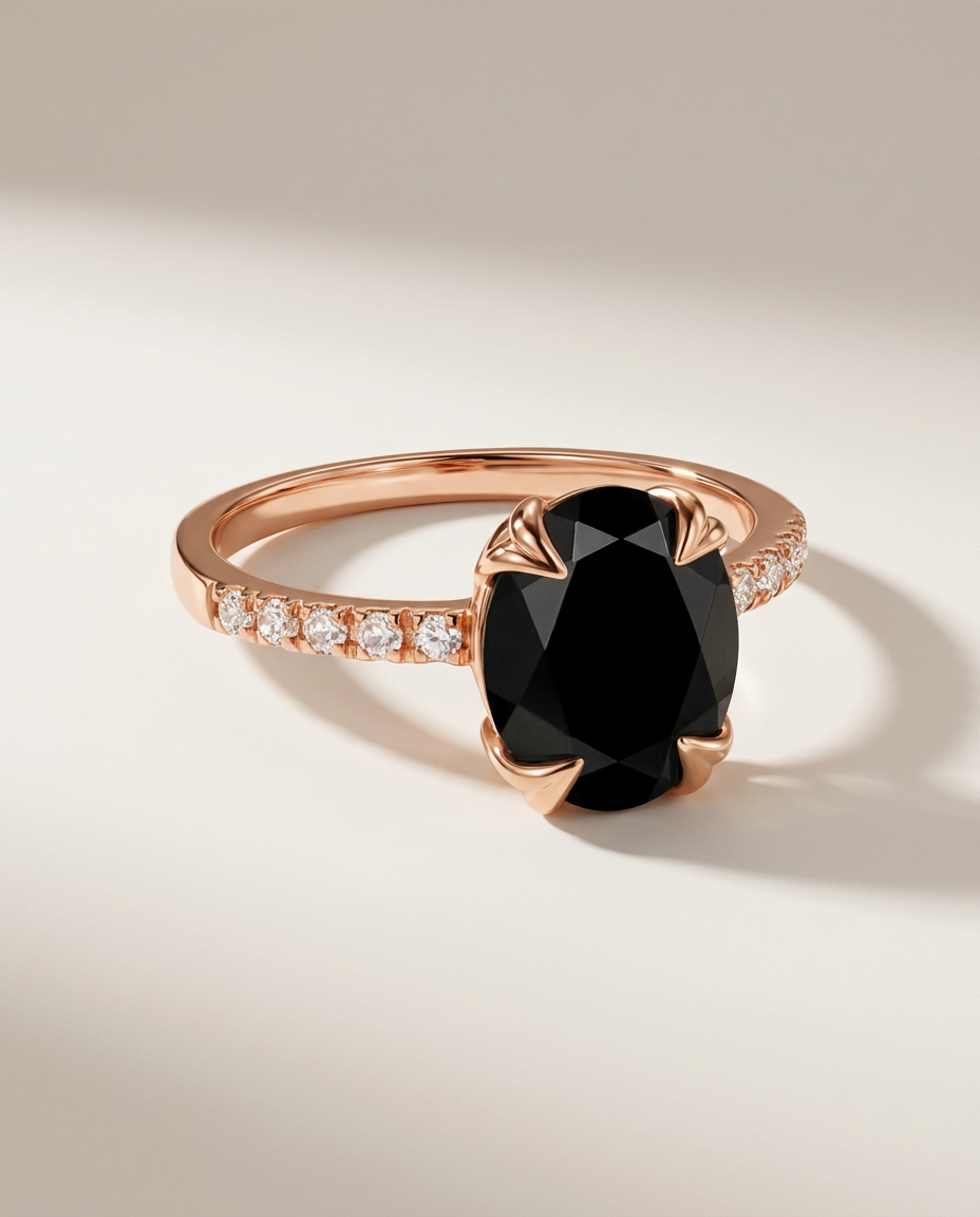 Lumière Ring · Black Obsidian · 18k Rose Gold Vermeil