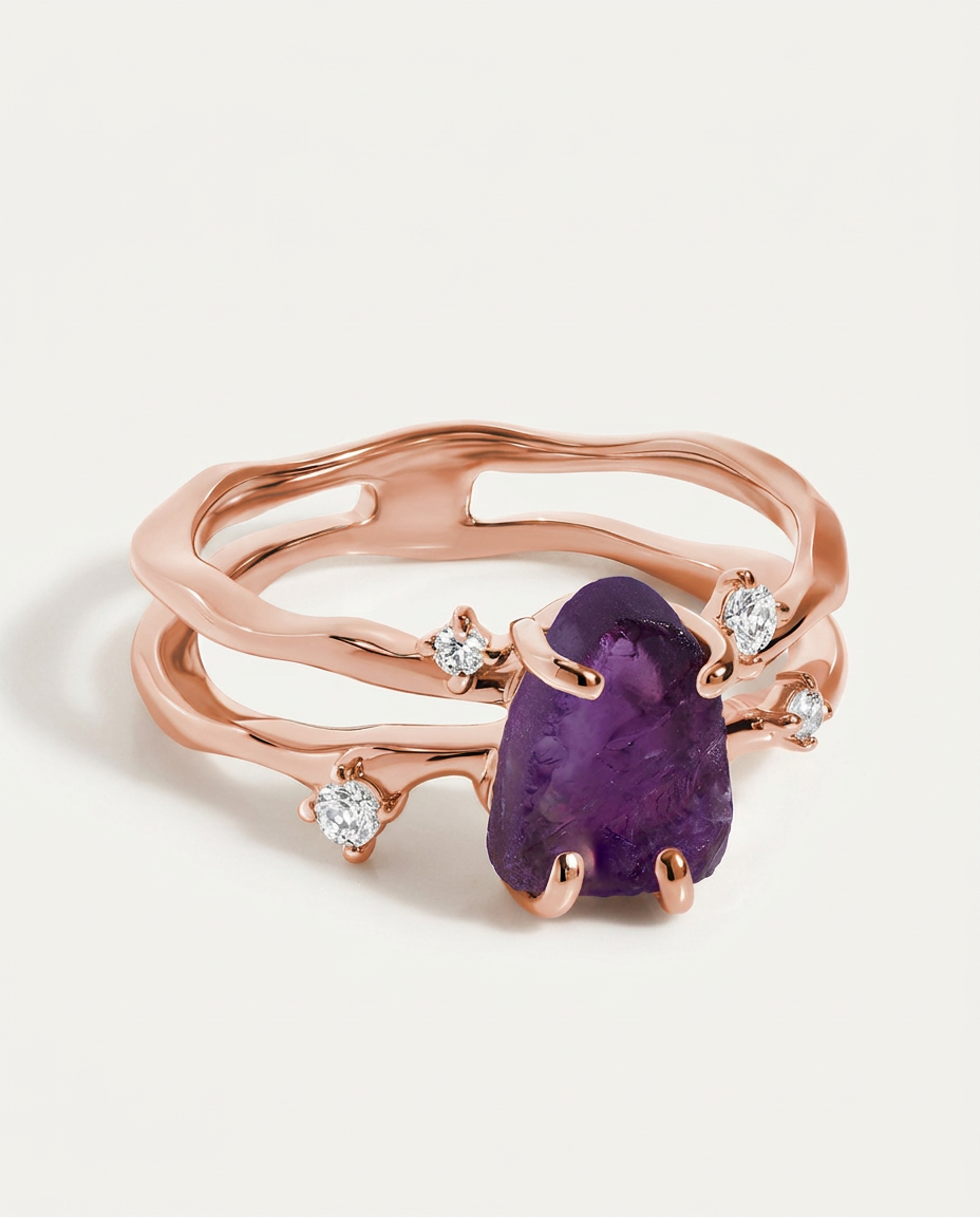 Rivière Ring · Amethyst · 18k Rose Gold Vermeil