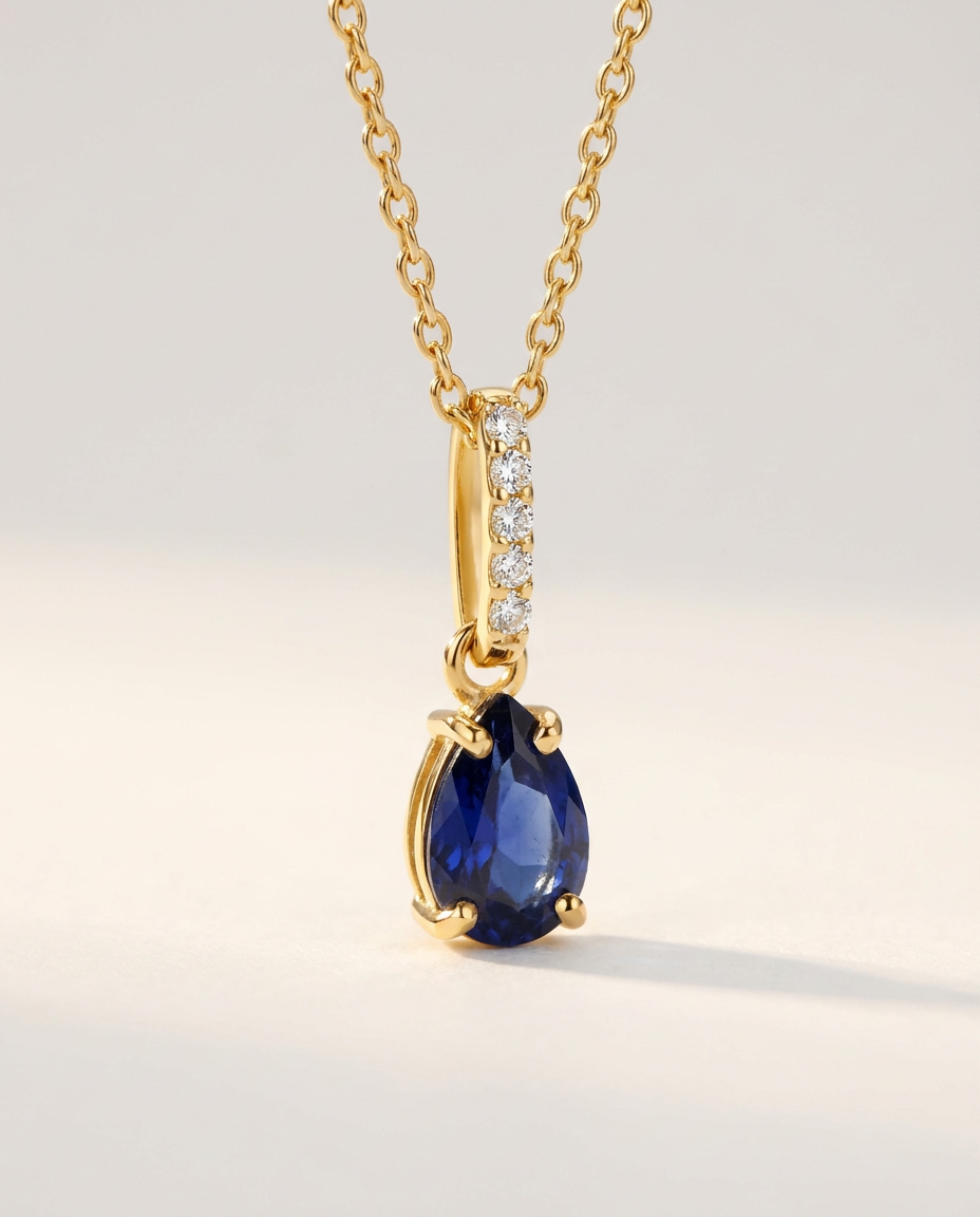 Ondine Fine Birthstone Necklace · September · Blue Sapphire · 18k Gold Vermeil