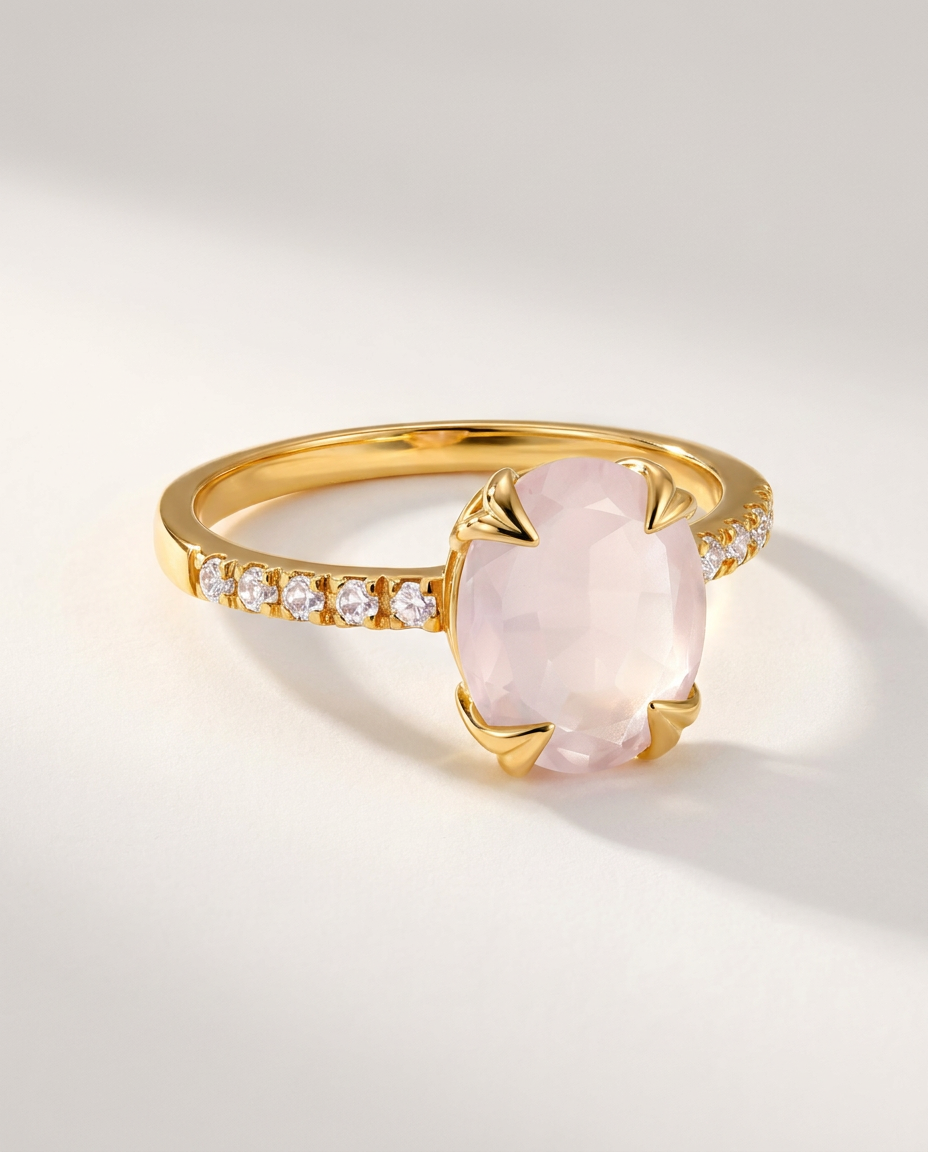 Lumière Ring · Rose Quartz · 18k Gold Vermeil