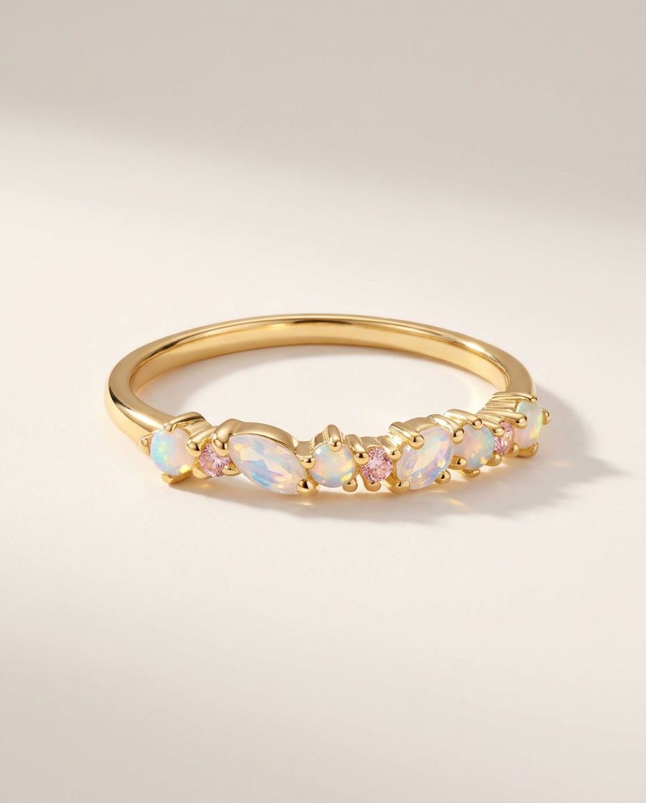Grâce Ring · Moonstone & Opal · 18k Gold Vermeil