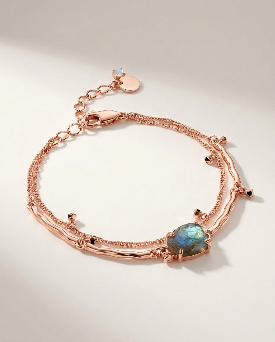Rivière Bracelet · Labradorite · 18k Rose Gold Vermeil