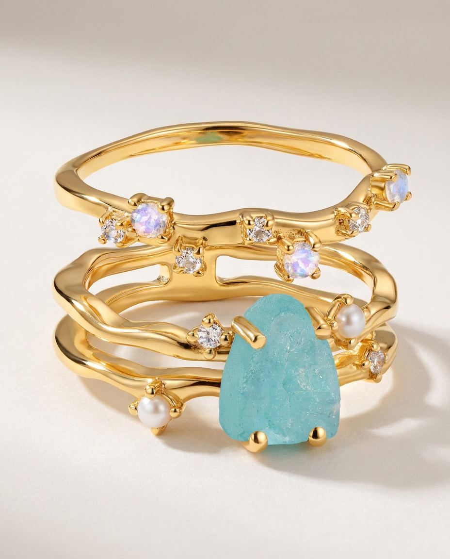 Rivière & Étoile Duo · Amazonite · 18k Gold Vermeil