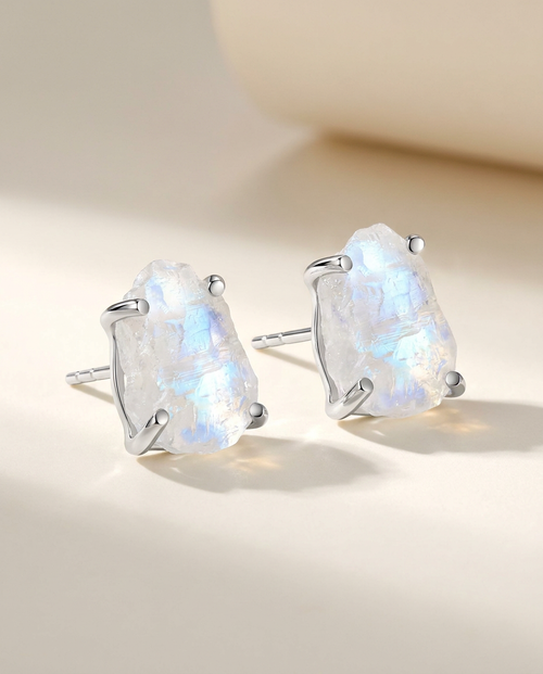Brut Studs · Moonstone · 925 Sterling Silver