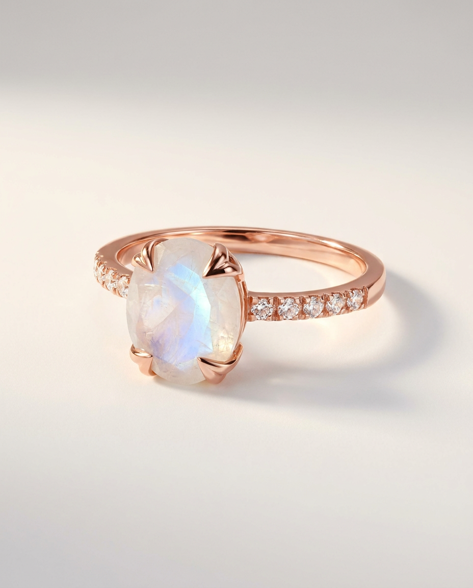 Lumière Ring · Moonstone · 18k Rose Gold Vermeil