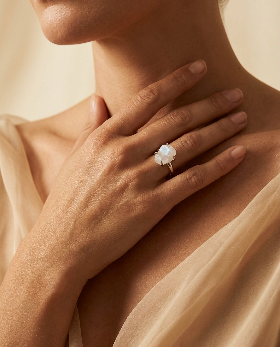 Brut Ring · Moonstone · worn