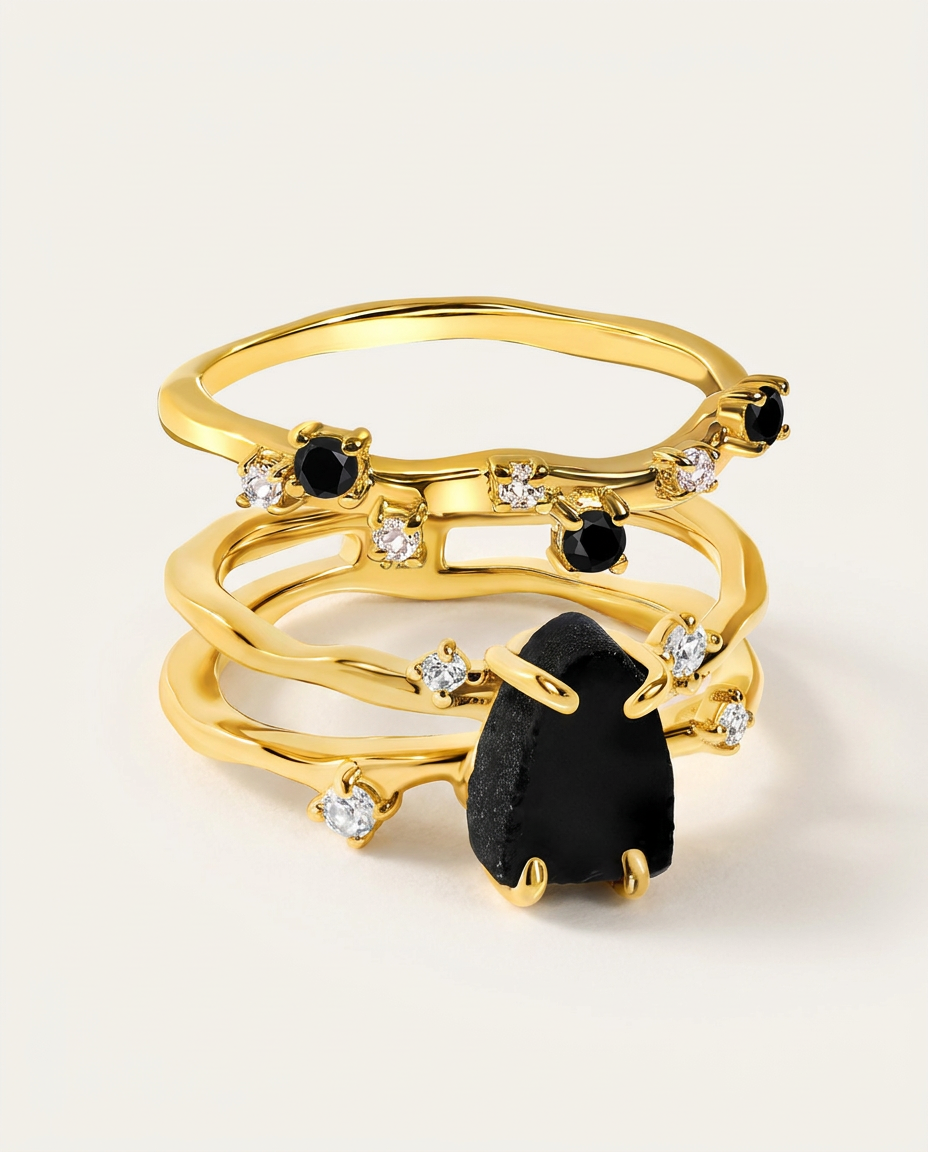 Rivière & Étoile Duo · Black Obsidian · 18k Gold Vermeil