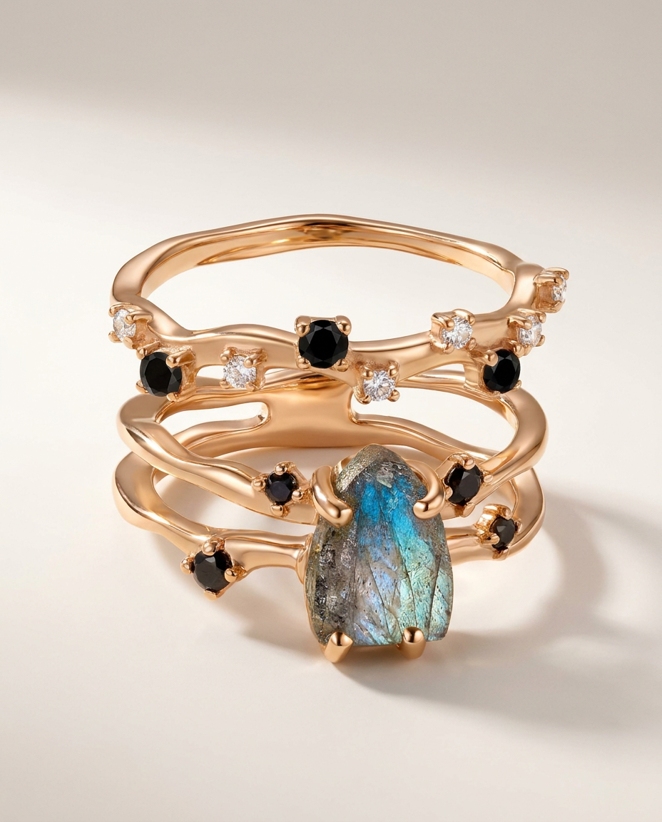 Rivière & Étoile Duo · Labradorite · 18k Rose Gold Vermeil