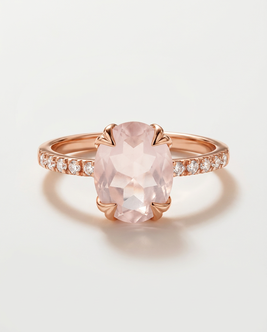 Lumière Ring · Rose Quartz · 18k Rose Gold Vermeil