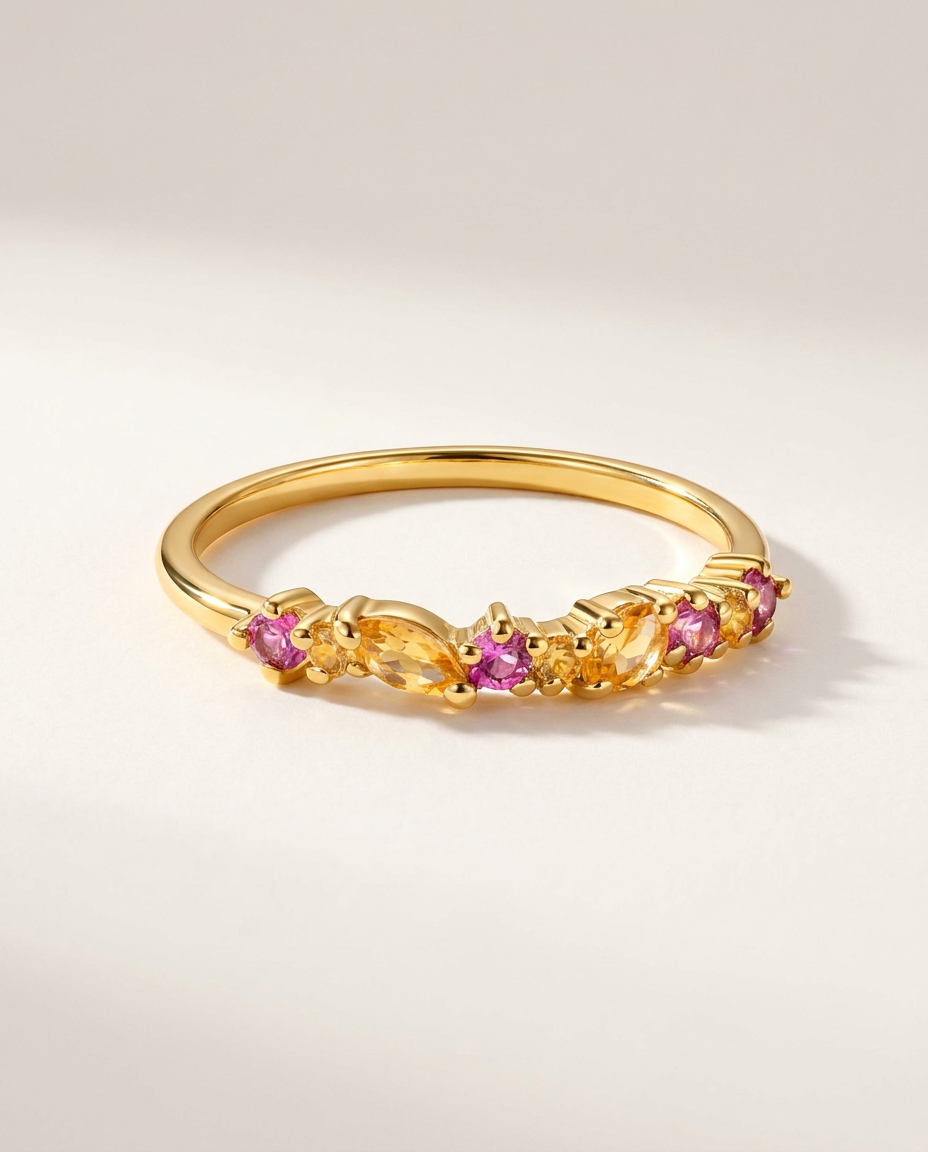 Grâce Ring · Citrine & Pink Topaz · 18k Gold Vermeil