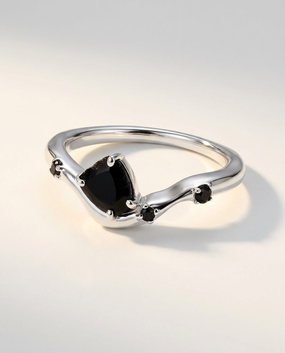 Origine Ring · Black Obsidian & Black Spinel · 925 Sterling Silver